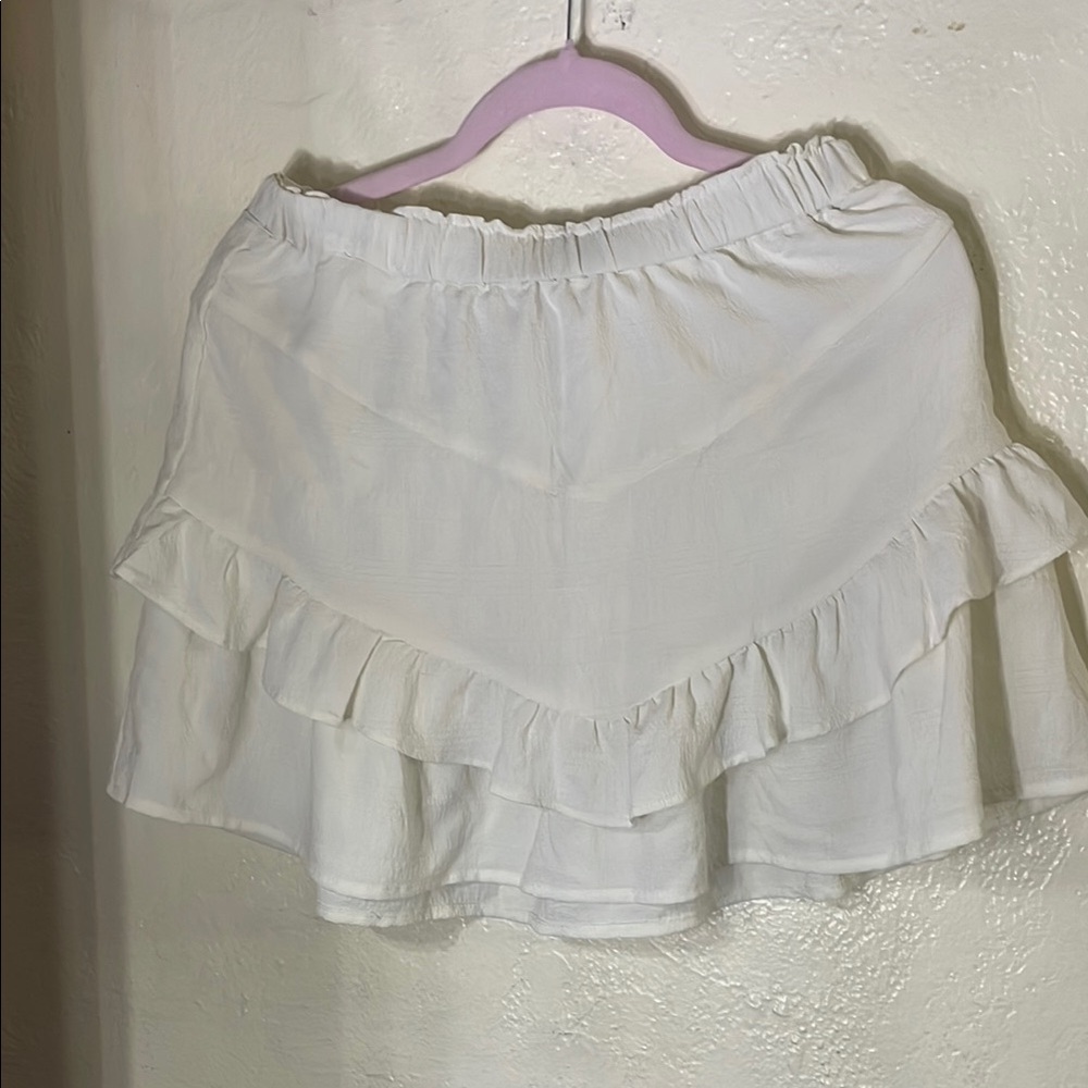 Forever 21 Cream Bubble Mini Skirt with Ruffled Tiers
